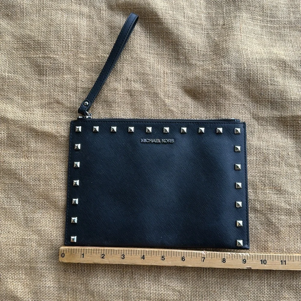 Michael Kors Black Studded Wristlet Wallet Bag